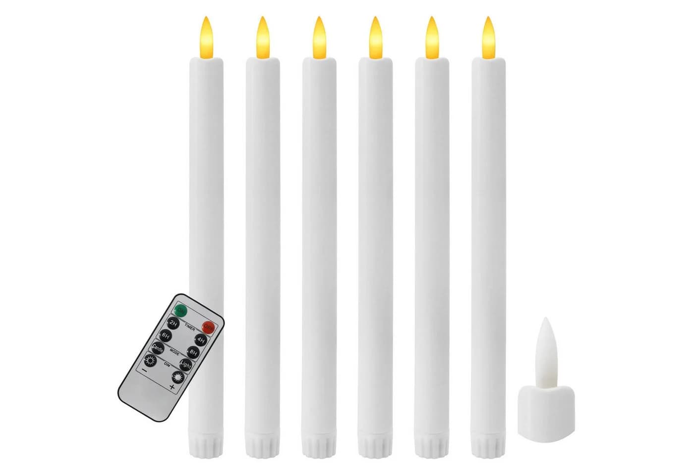 kisidus LED-Kerze LED Stabkerzen mit Fernbedienung 6pcs Flammenlose Tafelkerzen mit Timerfunktion Stabkerzen Weiß für Weihnachten Heimdekoration - Bild 2