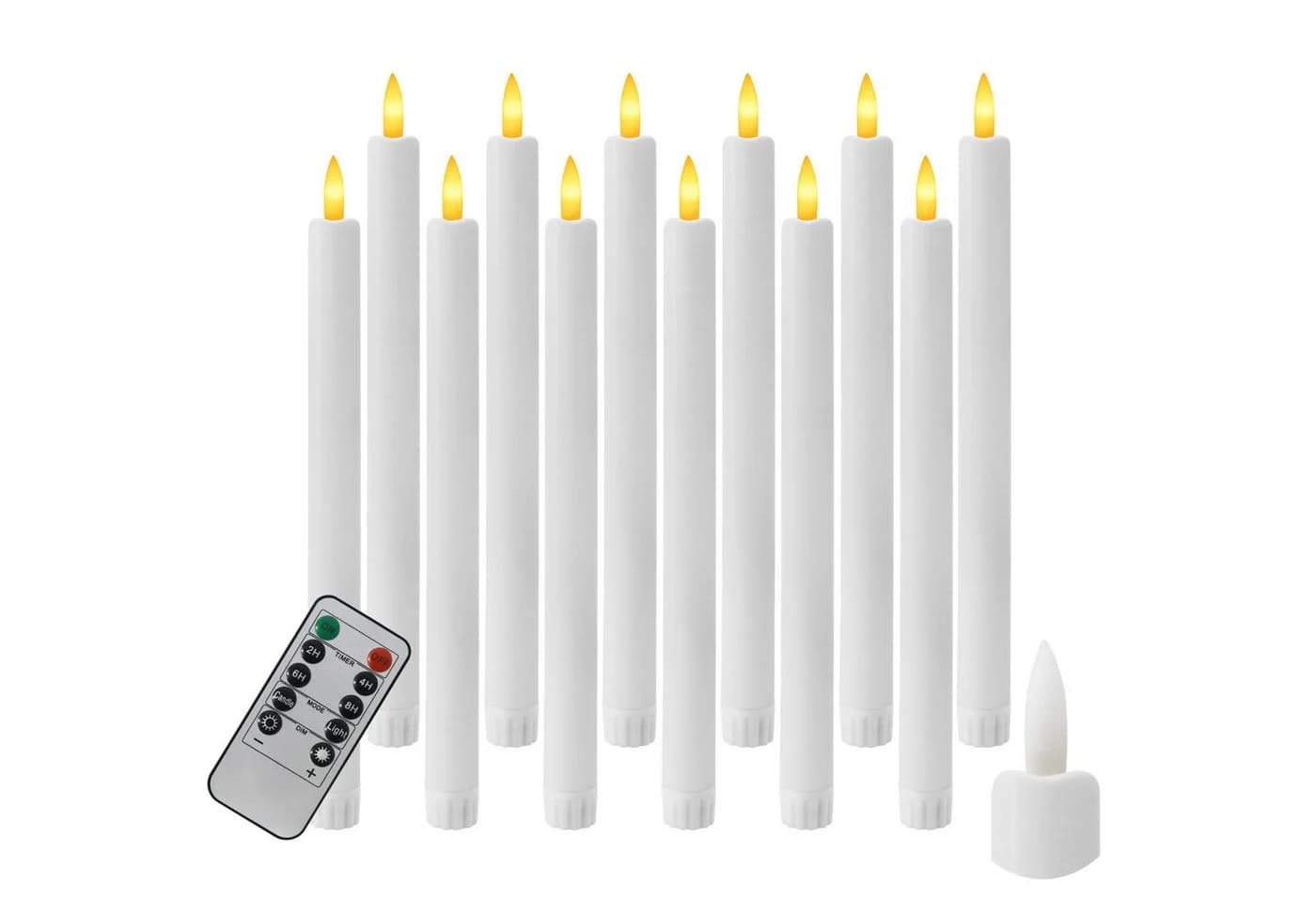 kisidus LED-Kerze LED Weihnachten Kerzen mit Fernbedienung 12pcs Flammenlose Tafelkerzen mit Timerfunktion - Bild 2