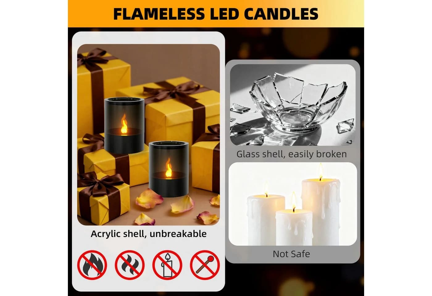 kisidus LED-Kerze Flammenlose LED Kerzen 2er Set mit Staubschutzdeckel - Bild 5
