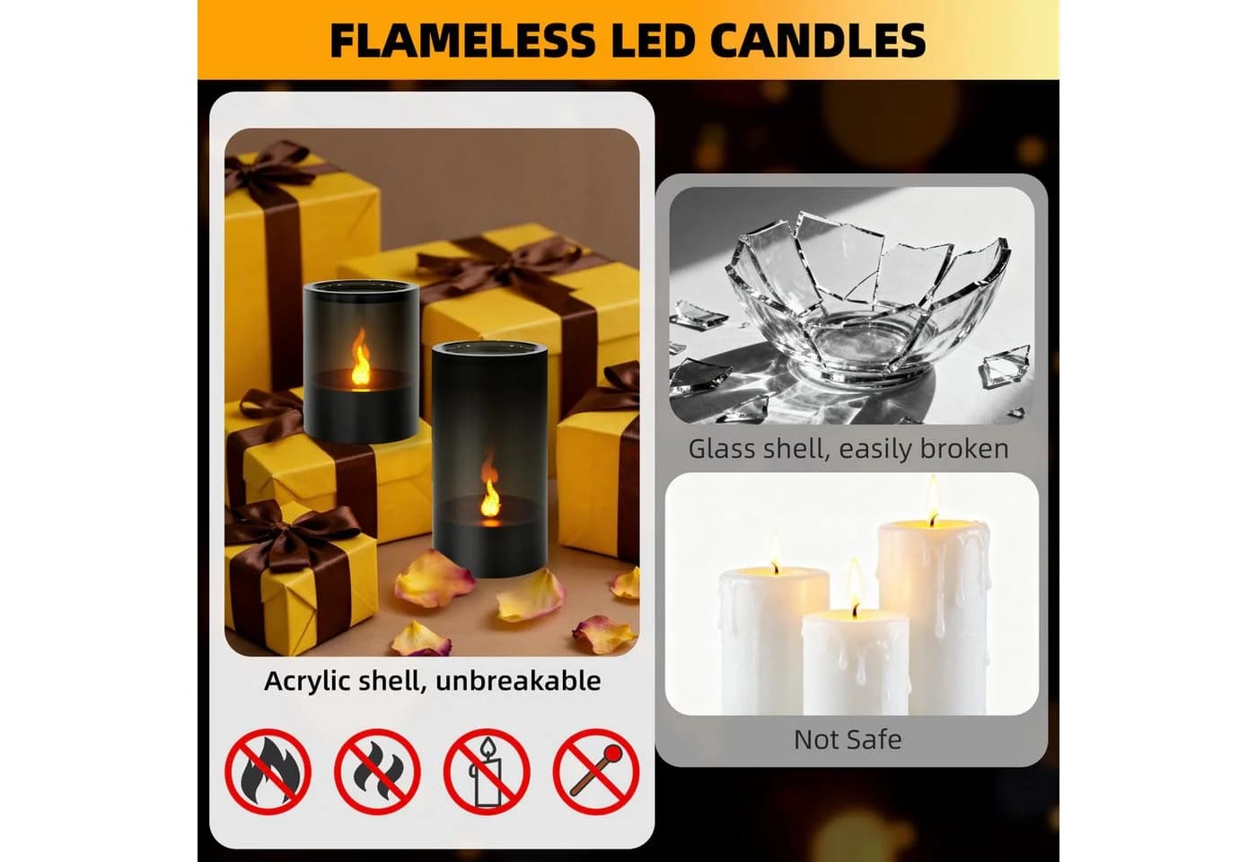 kisidus LED-Kerze 2er Set Acryl mit Staubschutzdeckel - Bild 5