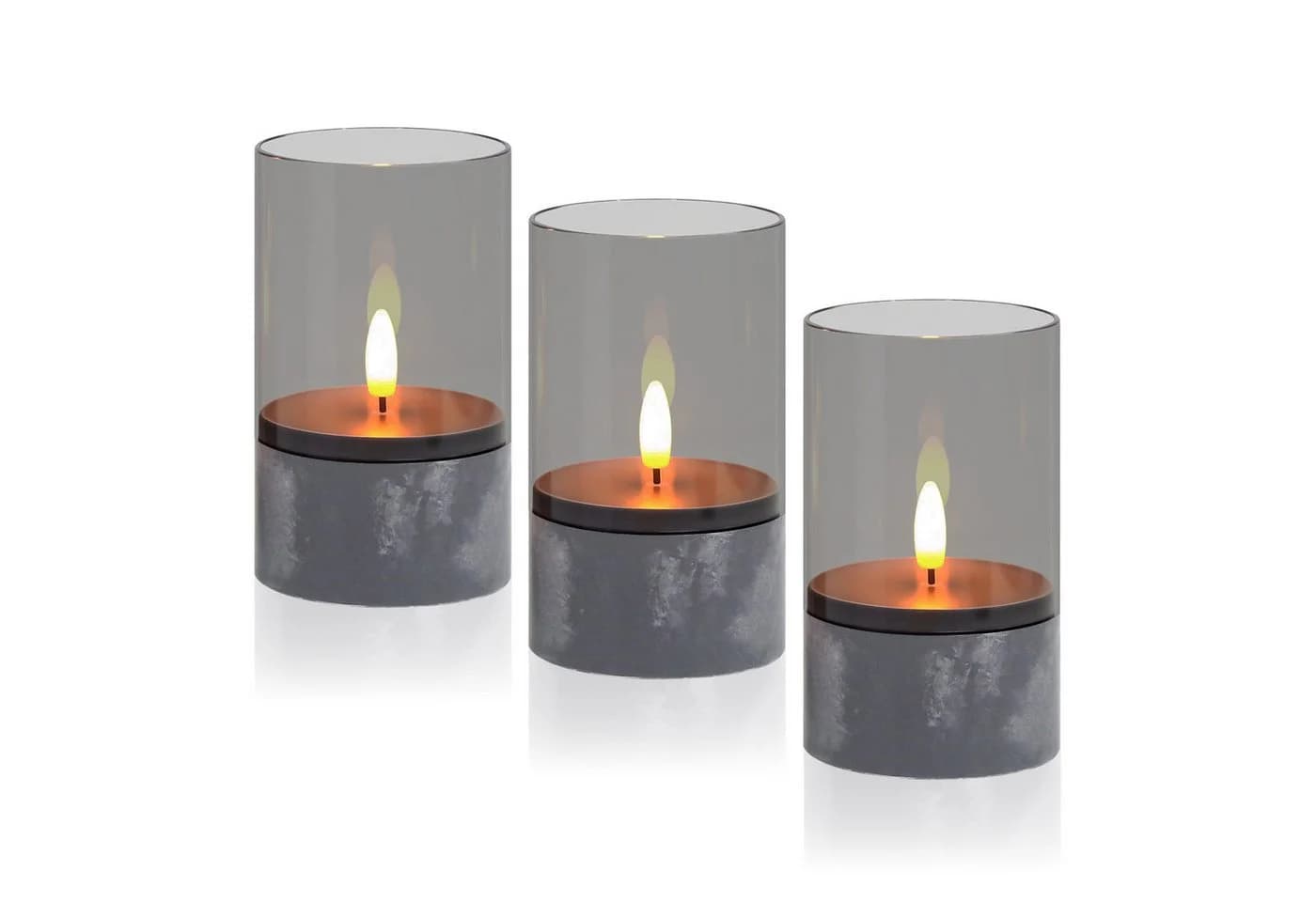 kisidus LED-Kerze Flammenlose LED Kerzen 3D-Docht 3er Set Ø 7.5cm x 12.5cm - Bild 2