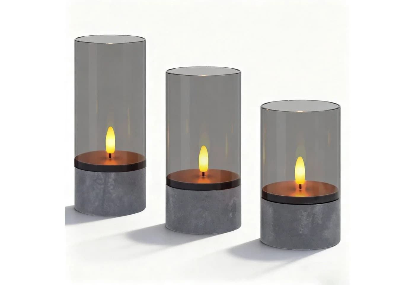 kisidus LED-Kerze Flammenlose LED Kerzen 3D-Docht 3-tlg. Ø 7.5cm x 12.5cm/15cm/17.5cm - Bild 2