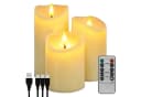 OZAVO LED-Kerze 3er Set Aufladbar mit Fernbedienung & Timer Warmweiß Bild 2
