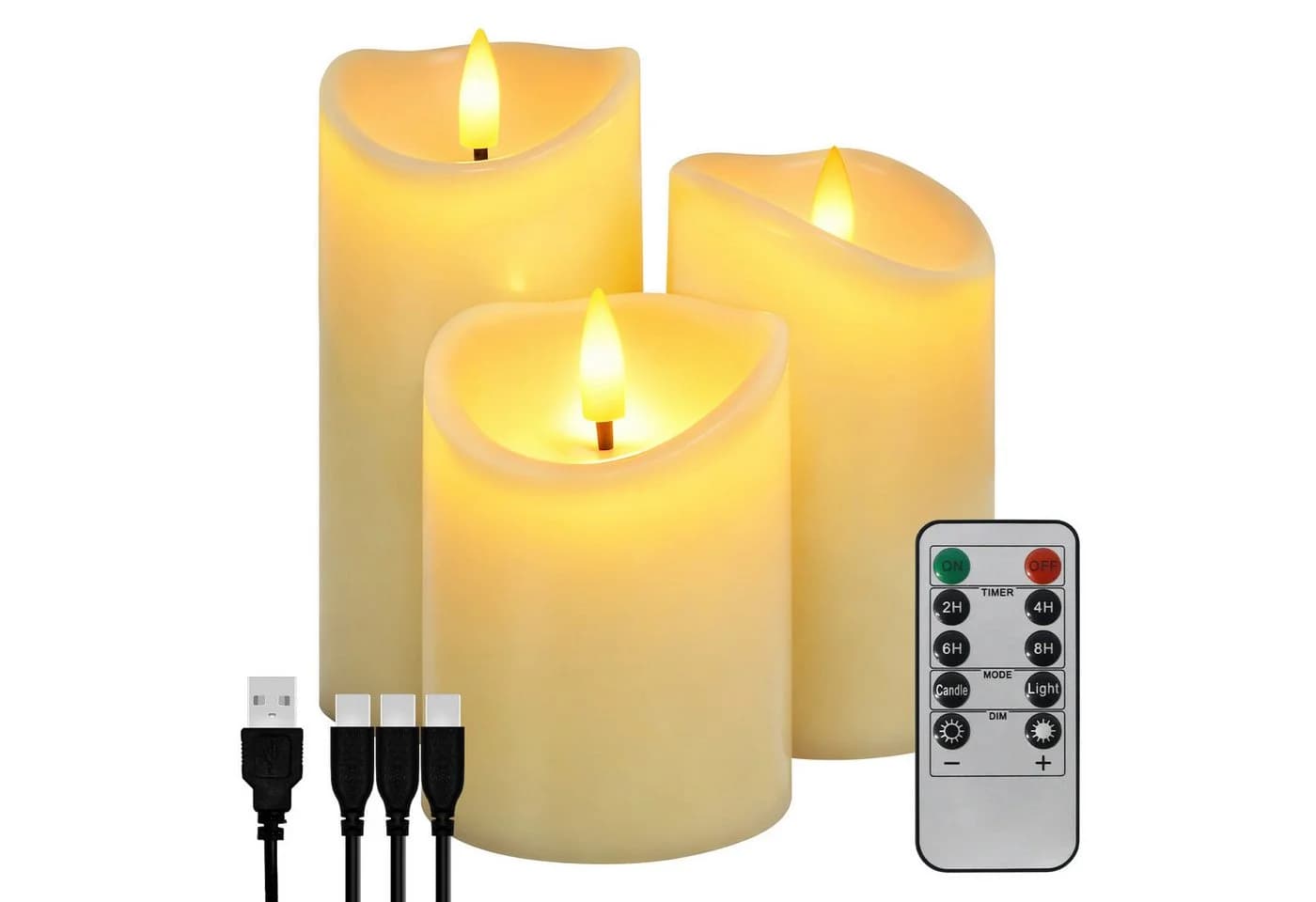 OZAVO LED-Kerze 3er Set Aufladbar mit Fernbedienung & Timer Warmweiß - Bild 2