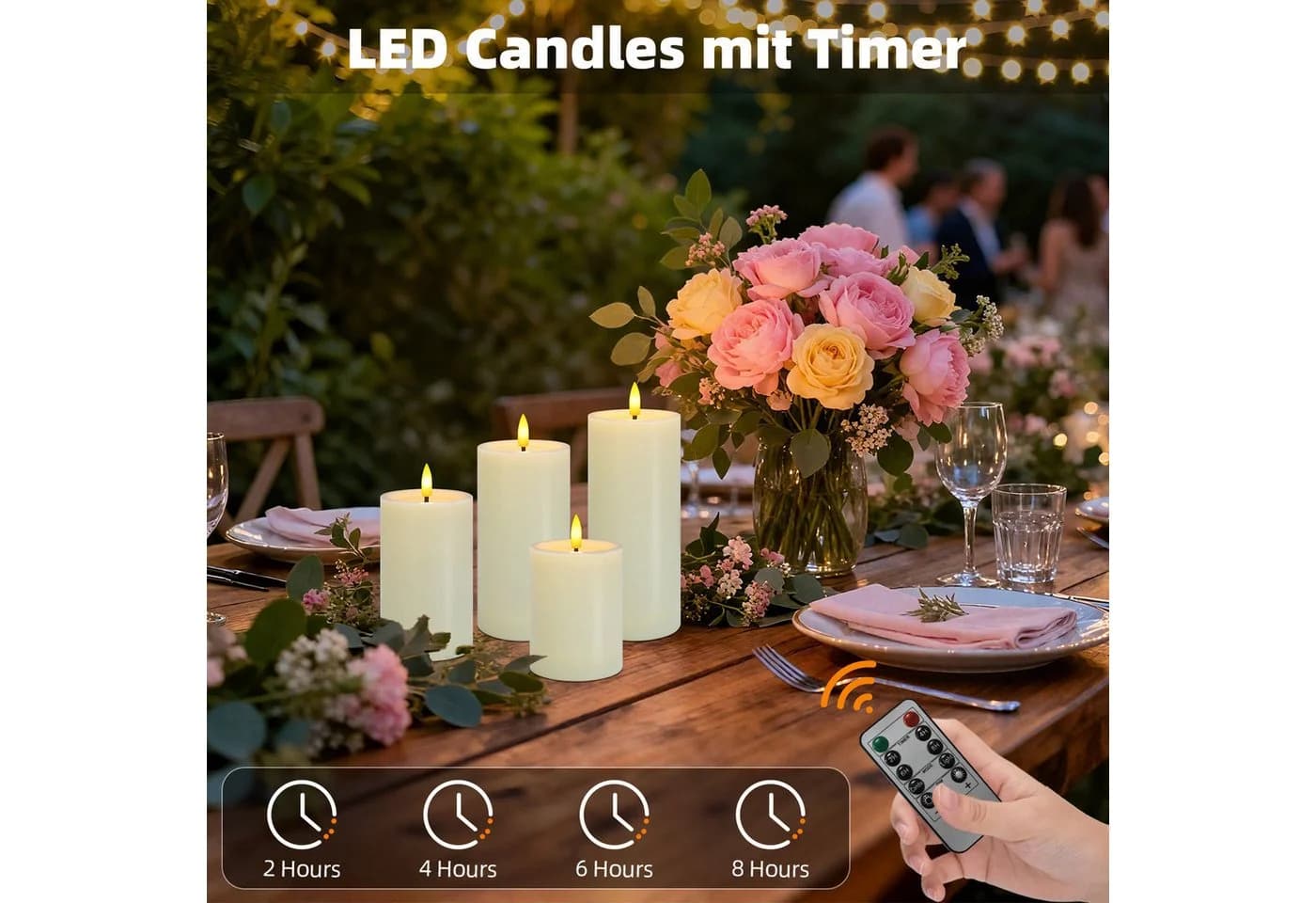 kisidus LED-Kerzen 4-tlg. mit Fernbedienung & Timer - Bild 3