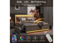 PXloue Polsterbett LED Doppelbett 140x200 cm USB-Typ-C Stauraumbett Bild 3