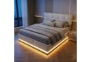 PXloue Polsterbett LED Doppelbett mit Stauraum und Lattenrost Bild 2