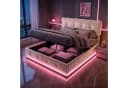 PXloue Polsterbett mit LED & Bettkasten Beige Samt Bild 2