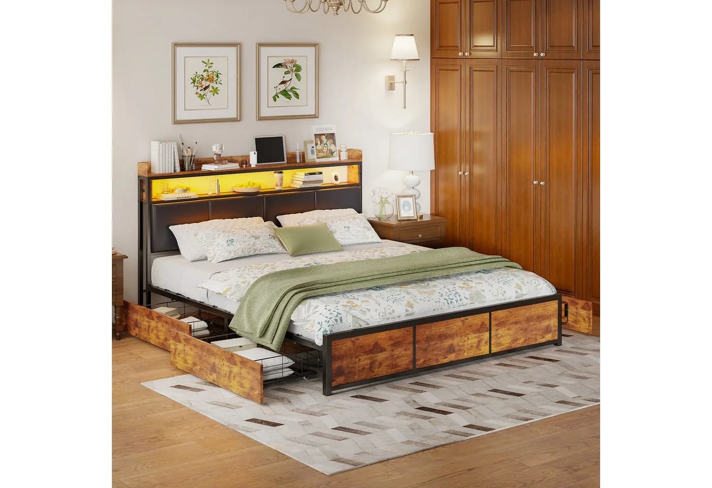 PXloue Polsterbett LED Doppelbett 180x200cm - Bild 2