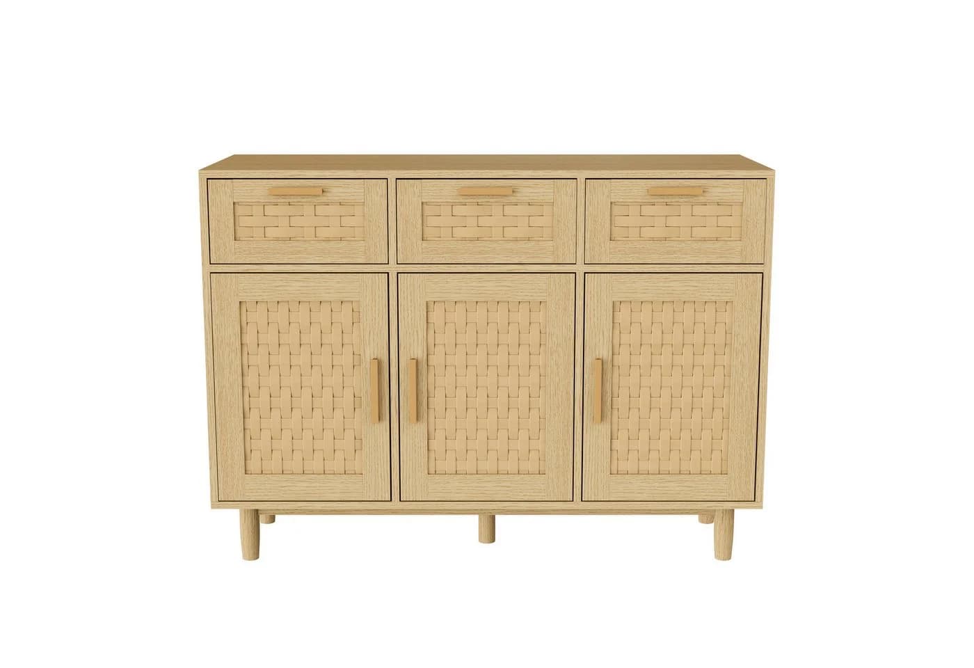 Furnishings Home Sideboard Rattan-Optik Beige - Bild 4