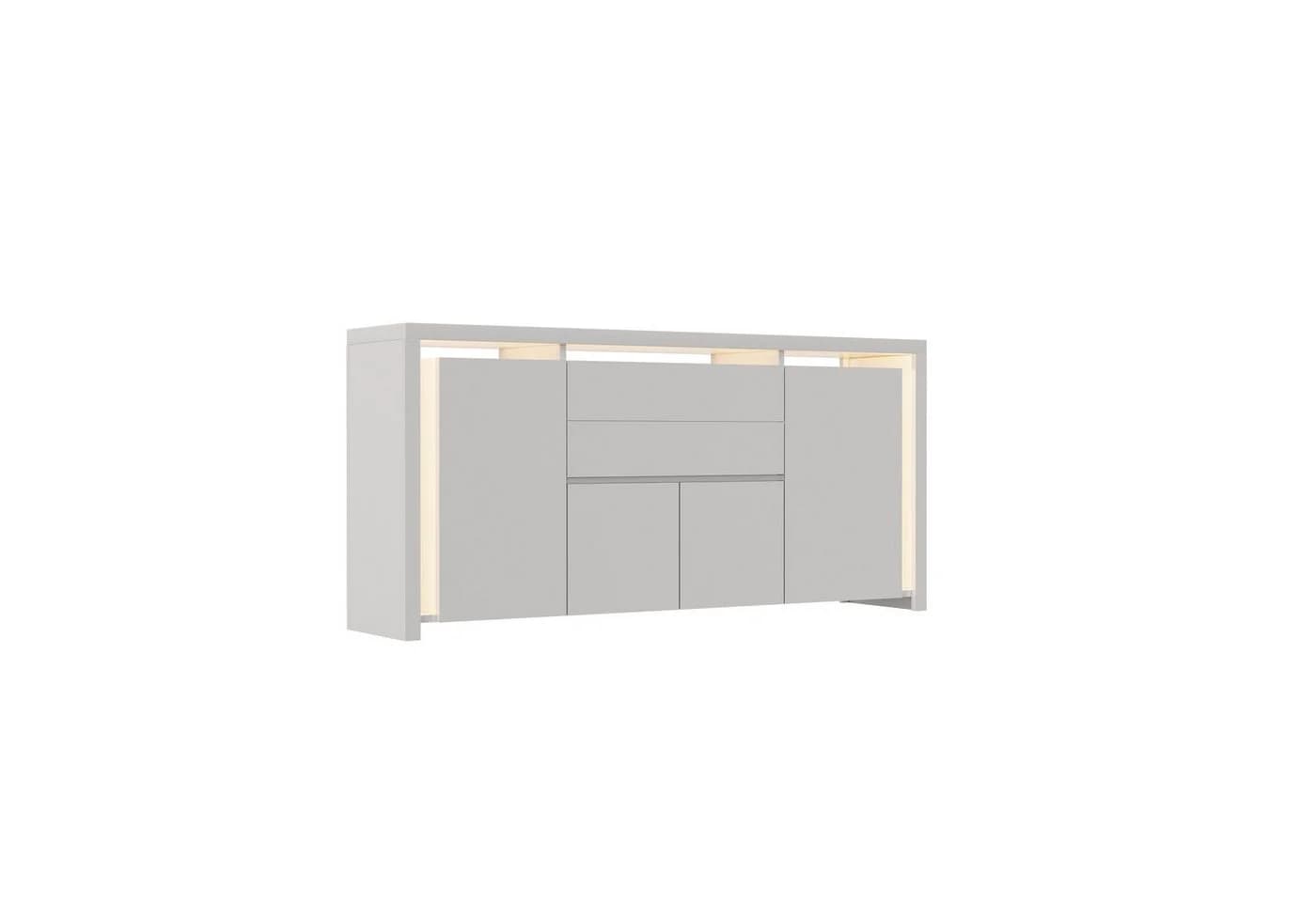 Furnishings Home Sideboard LED Hochglanz 160cm Weiß/Schwarz - Bild 3