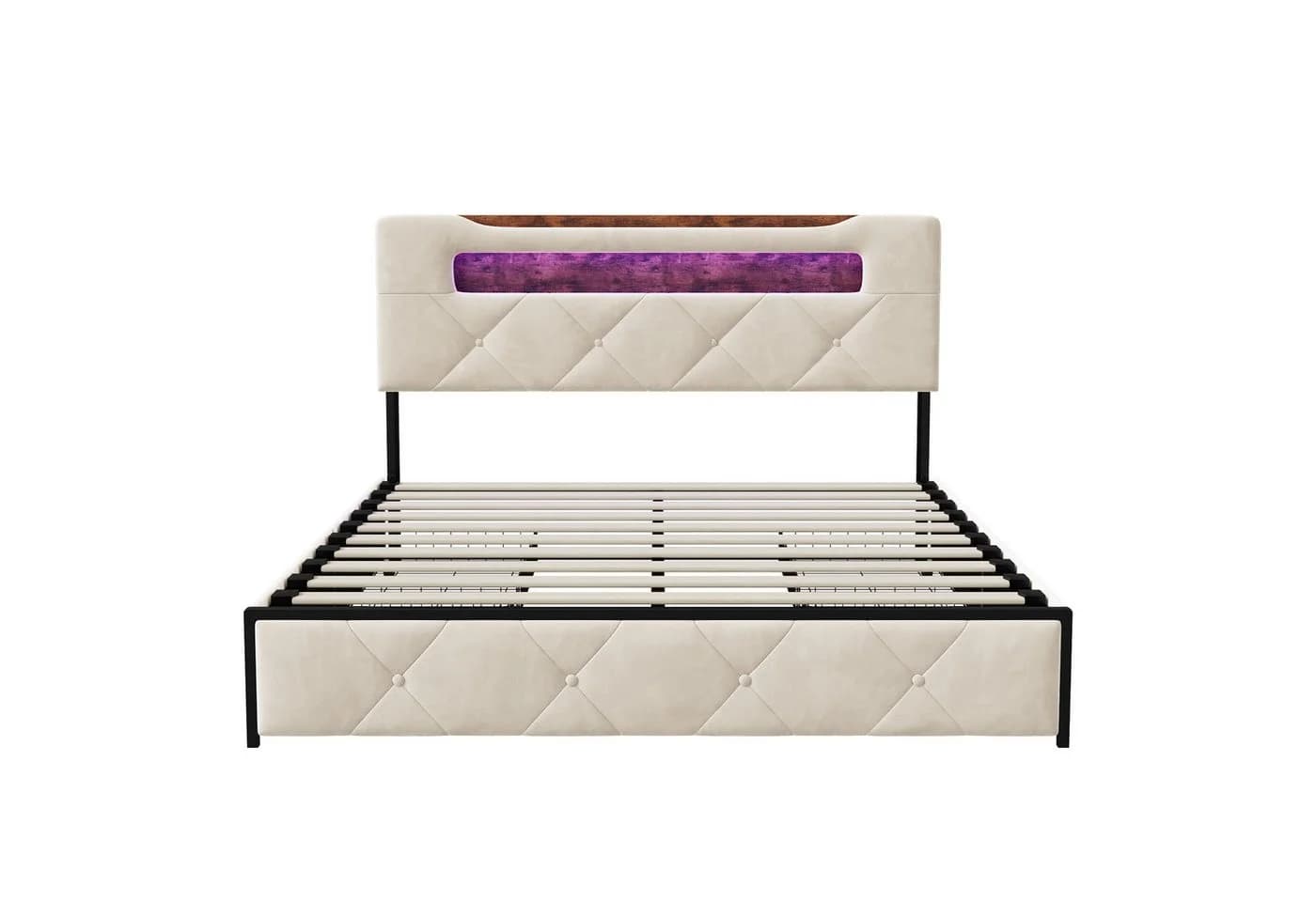 Furnishings Home LED Polsterbett Doppelbett 160x200cm 4 Schubladen - Bild 3