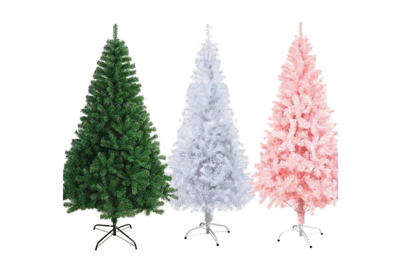 SunJas Künstlicher Weihnachtsbaum Grün/Rosa/Weiß mit Ständer - Bild 2