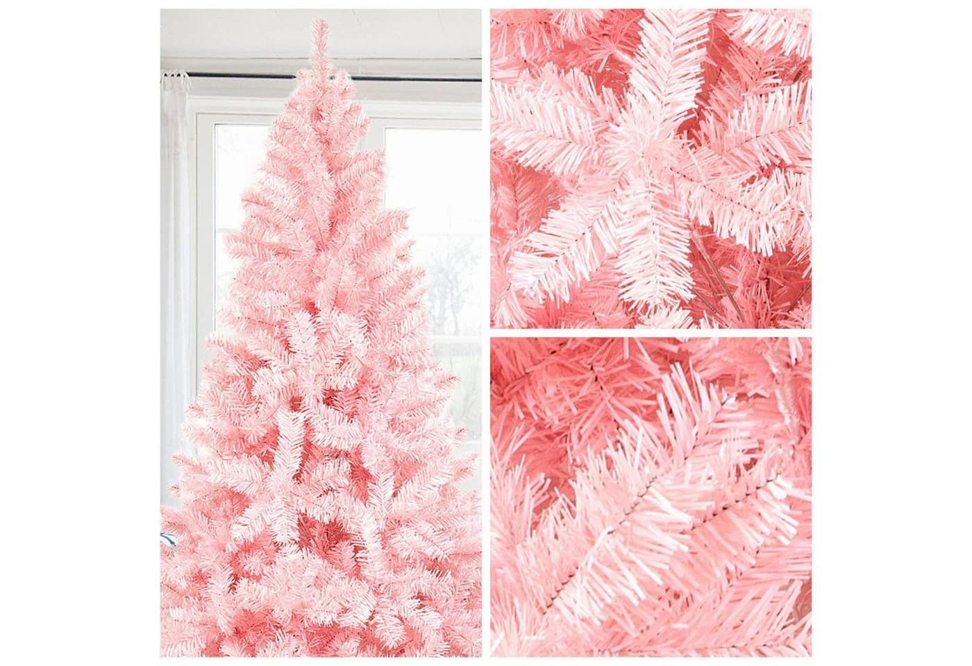 SunJas Künstlicher Weihnachtsbaum Grün/Rosa/Weiß mit Ständer - Bild 5