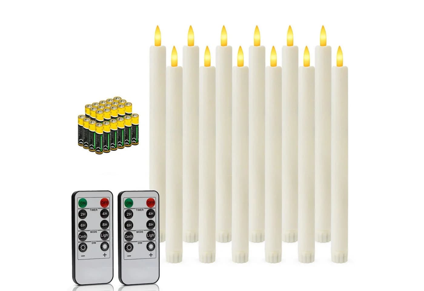 kisidus LED-Kerze LED Stabkerzen mit Timerfunktion 12 Stück Flackernde Flamme LED Kerzen mit Fernbedienung für Hochzeiten, Partys, Festivals - Bild 2