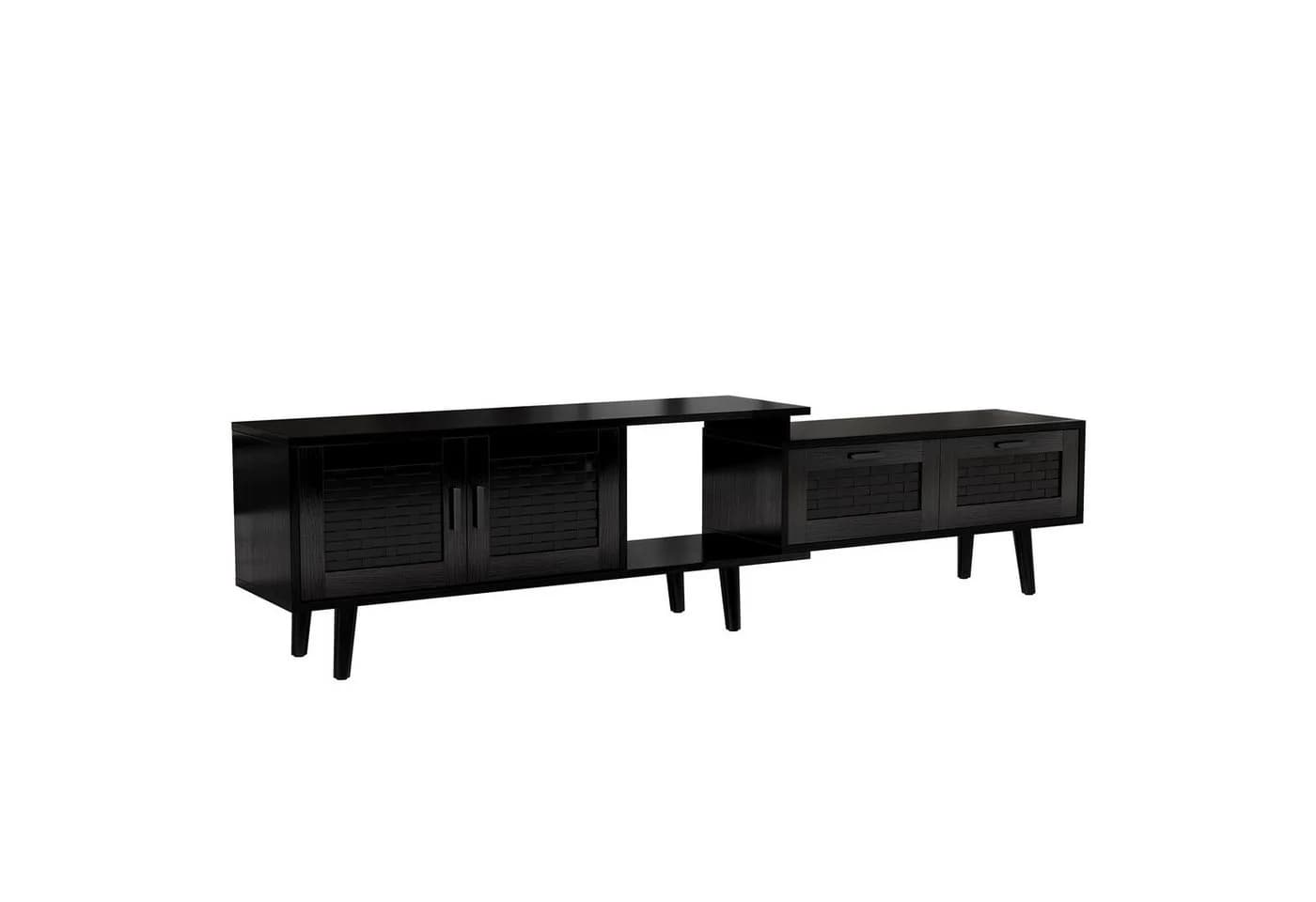 PXloue Lowboard TV-Schrank Rattan Retro 169 cm Braun - Bild 4