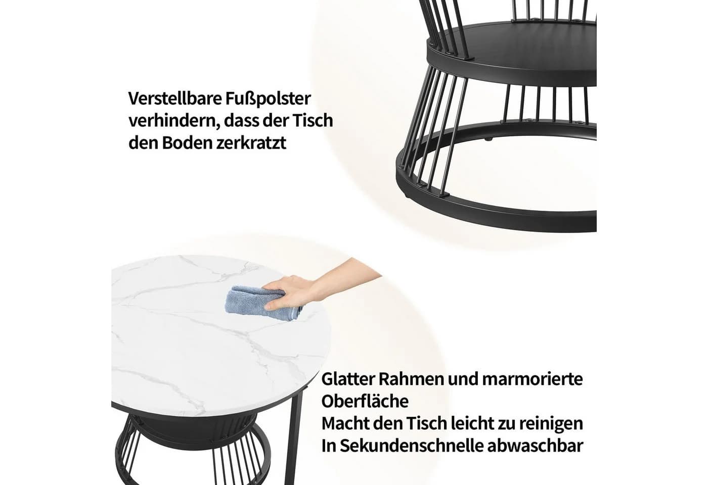 Furnishings Home Couchtisch 2er-Set Runde Beistelltische Holz Metall - Bild 5