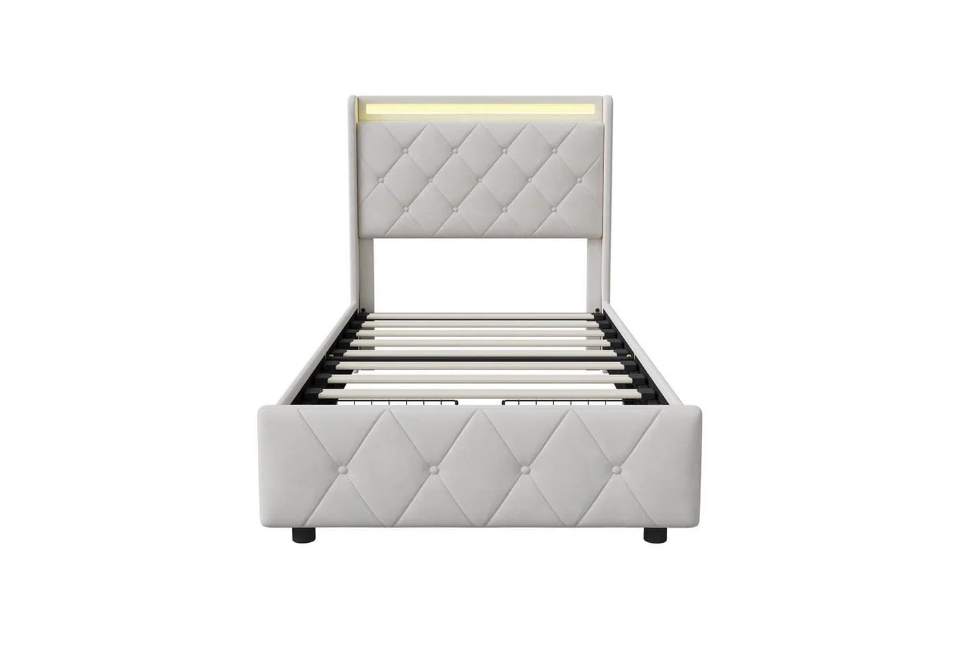 Furnishings Home LED Polsterbett Beige Samt - Bild 3