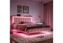 Furnishings Home Polsterbett mit LED-Beleuchtung Beige Samt Bild 2