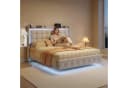 Furnishings Home Polsterbett mit LED-Beleuchtung Beige Samt Bild 3