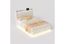 Furnishings Home Polsterbett mit LED-Beleuchtung Beige Samt Bild 4