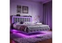 Furnishings Home Polsterbett mit LED-Beleuchtung Grau Samt Bild 2
