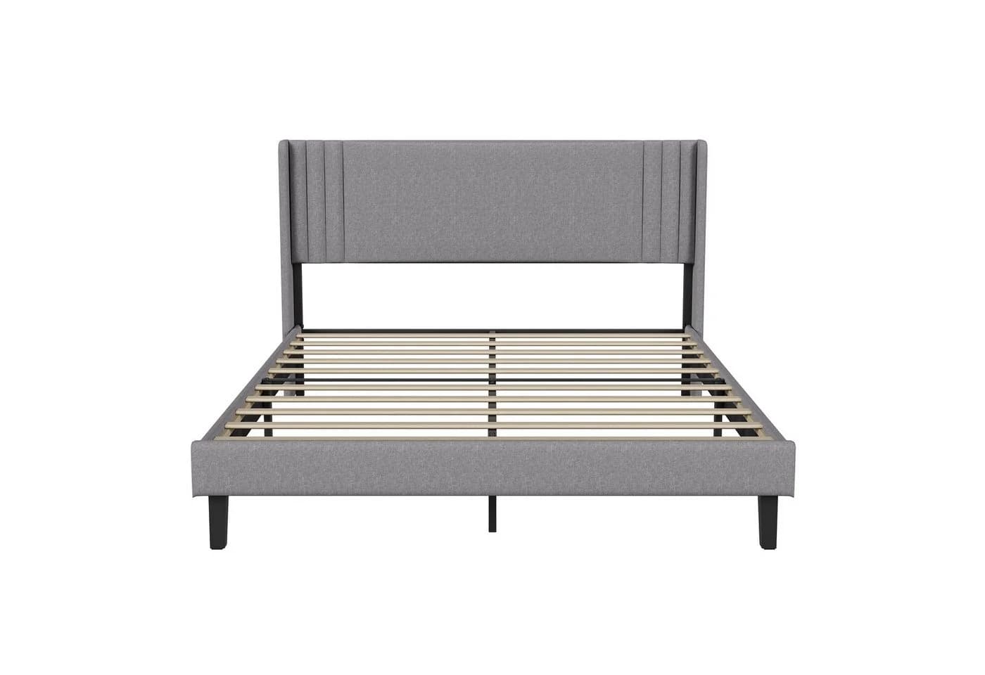Furnishings Home Polsterbett Grau Leinen Holz Metall