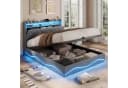 Furnishings Home LED Polsterbett Grau Samt Stauraum Bild 2