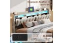 Furnishings Home Polsterbett Beige Samt mit LED-Beleuchtung und Stauraum Bild 5