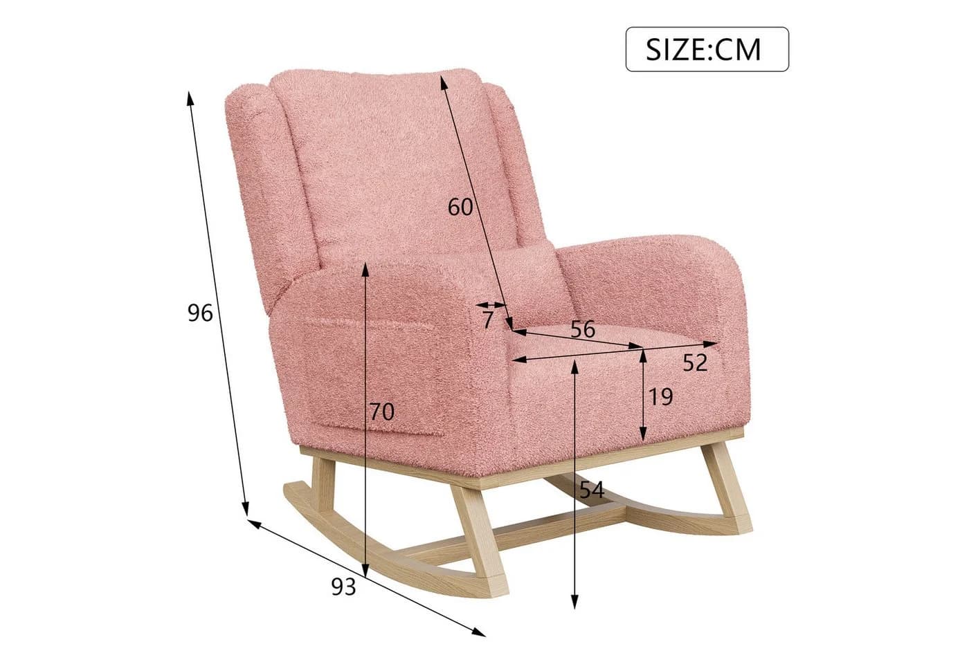 Gdood Schaukelstuhl Beige/Grau Berbervlies Buchenholz - Bild 3