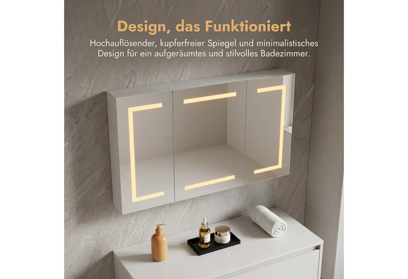 Furnishings Home Spiegelschrank mit LED & Steckdose 80x60cm