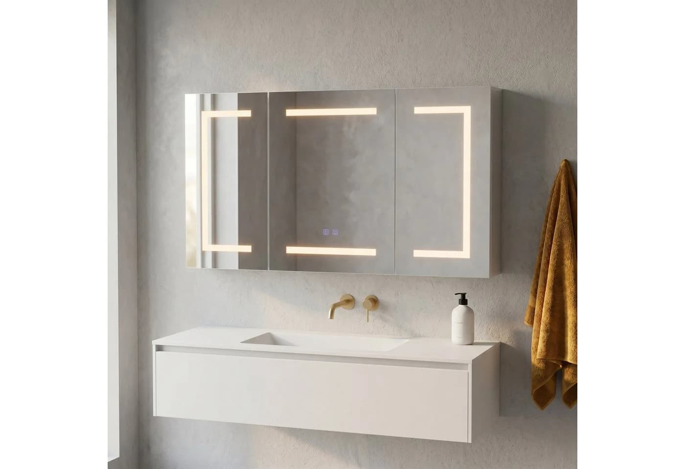Furnishings Home Badezimmerspiegelschrank mit LED-Beleuchtung und Touchschalter - Bild 2