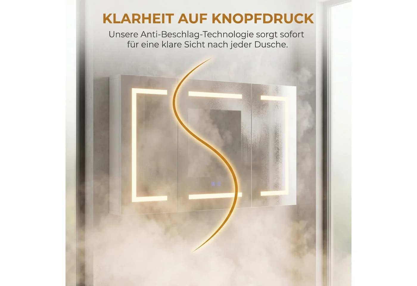 Furnishings Home Badezimmerspiegelschrank mit LED-Beleuchtung und Touchschalter - Bild 3