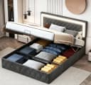 Simurq Polsterbett 160x200 cm mit LED und Bettkasten Bild 1