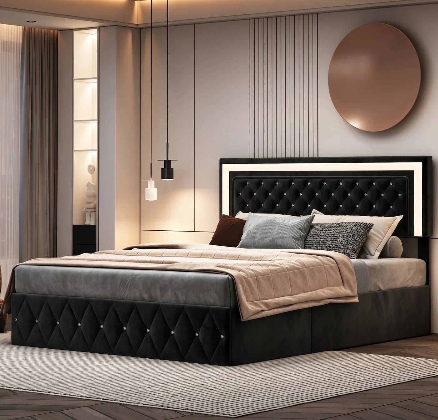 Simurq Polsterbett 160x200 cm mit LED und Bettkasten - Bild 2
