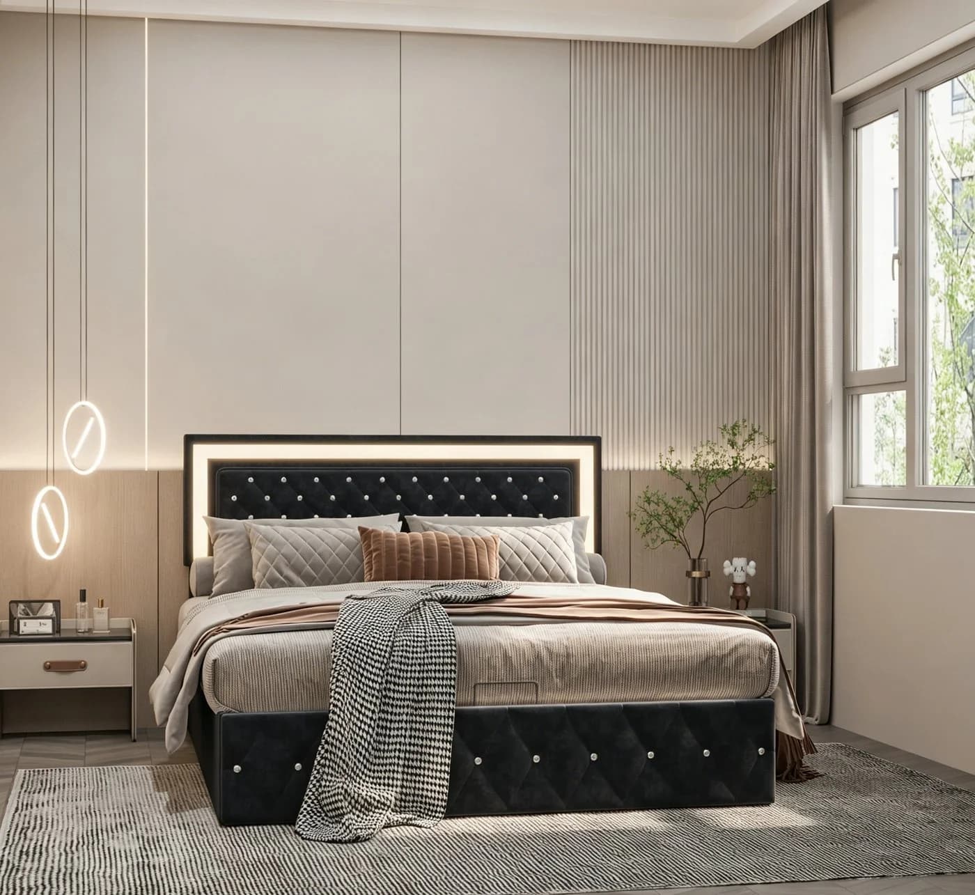 Simurq Polsterbett 160x200 cm mit LED und Bettkasten - Bild 3
