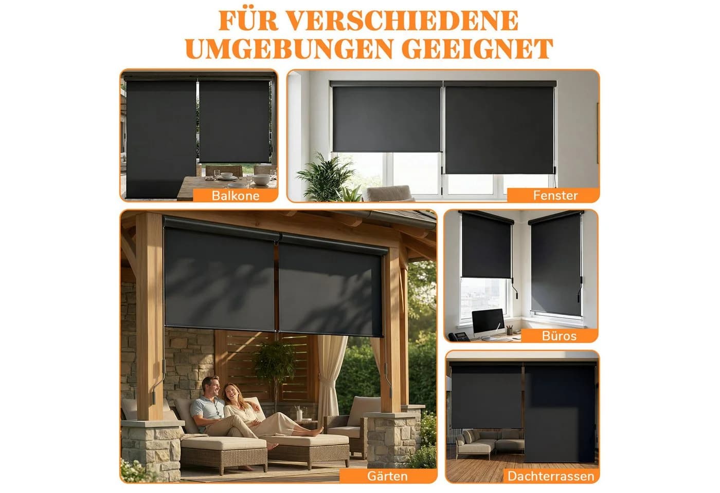 Huracan Senkrechtmarkise mit Handkurbel Anthrazit UV-Schutz - Bild 3