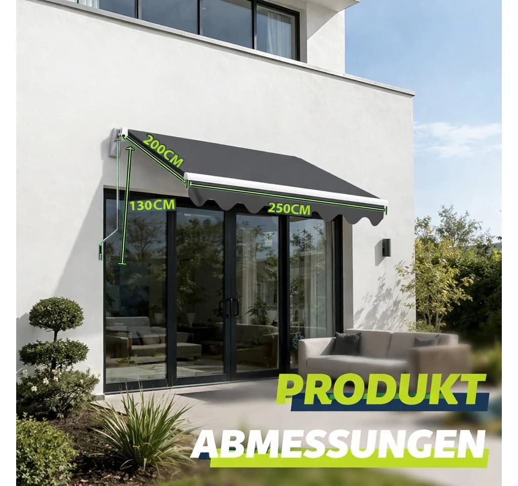 Huracan Gelenkarmmarkise Manuell Dunkelgrau UV50+ Schutz - Bild 3