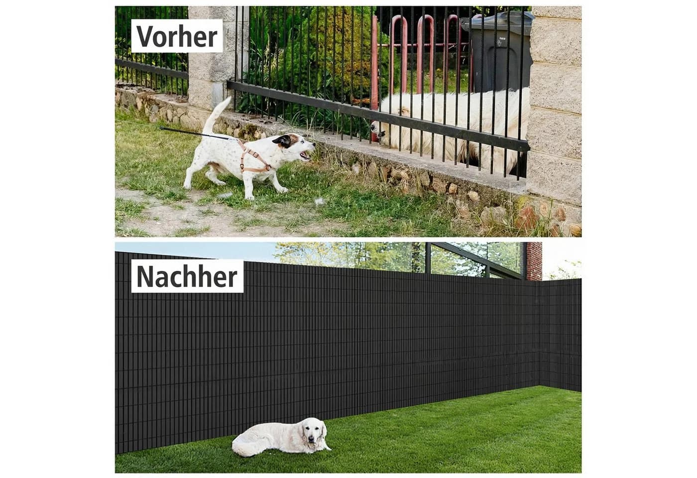 Ferghana PVC Sichtschutzmatte Blickdicht Anthrazit UV-beständig Kürzbar - Bild 3