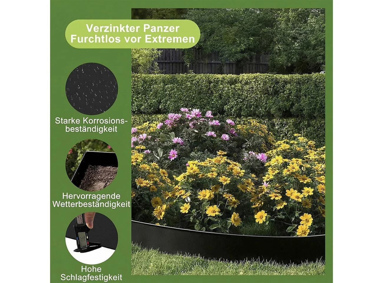Ferghana Rasenkante Metall Verzinkt Flexible Beetumrandung Garten - Bild 4