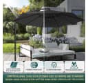 Ferghana Sonnenschirm mit Kurbel, Ampelschirm 360° Drehbar Grau Bild 1