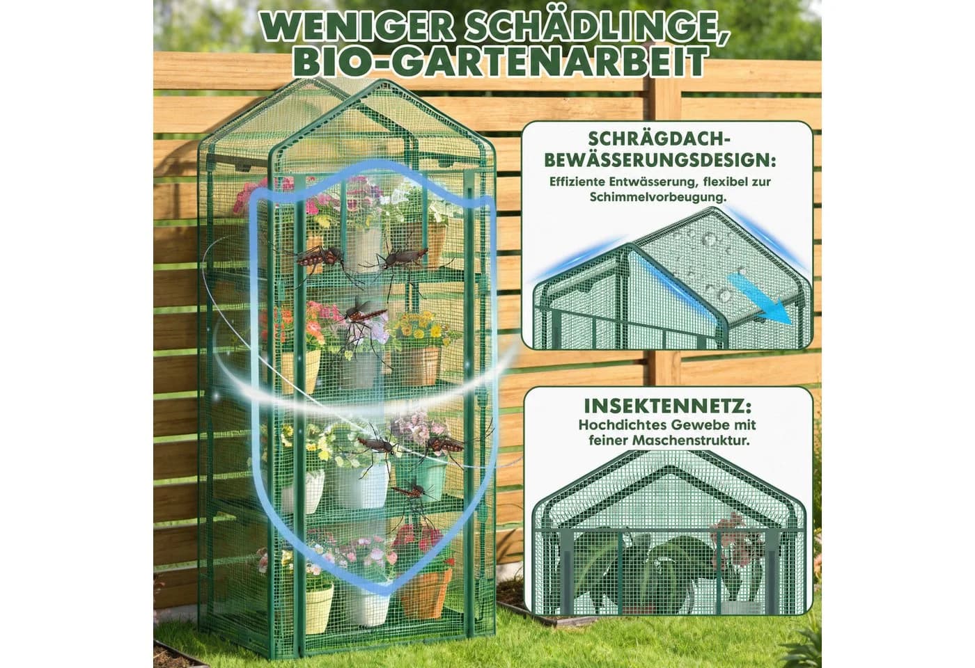 Huracan Foliengewächshaus 4-Etagen Grün Stahlrahmen