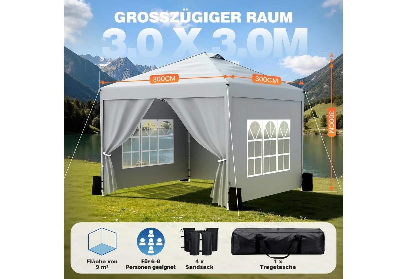 Huracan Faltpavillon mit One-Touch-System und wasserdichter Plane