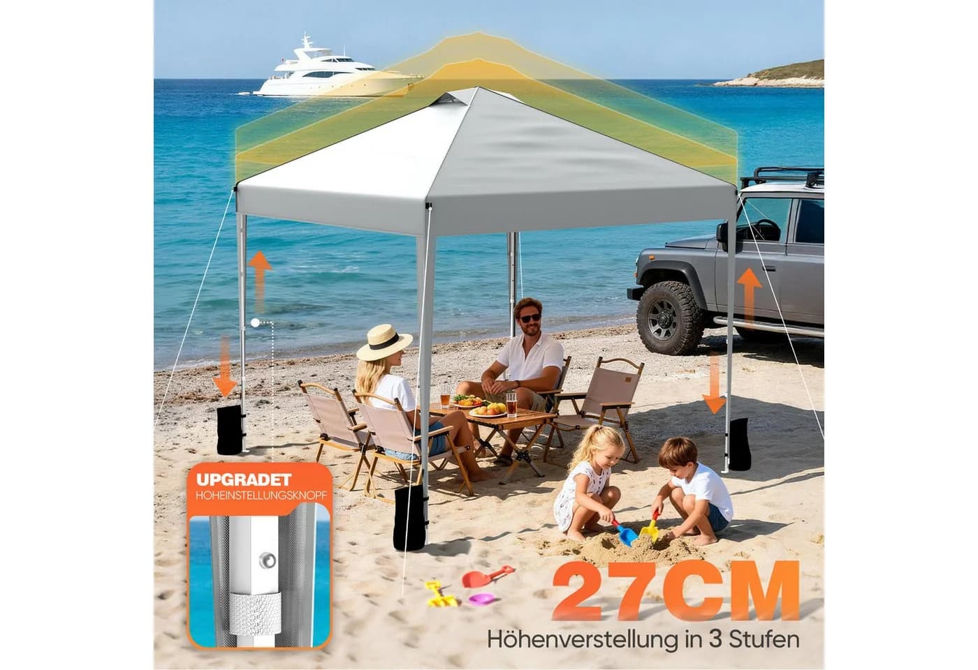 Huracan Faltpavillon mit One-Touch-System und wasserdichter Plane - Bild 5