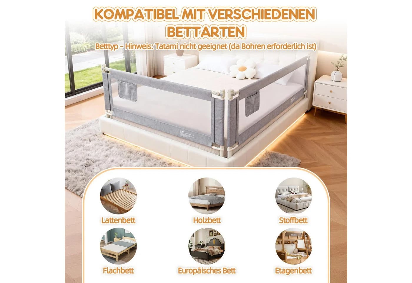 Huracan Bettschutzgitter Höhenverstellbar Klappbar - Bild 5