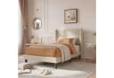 PXloue Polsterbett Leinen mit Lattenrost und hohem Kopfteil Beige Bild 2
