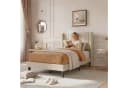 PXloue Polsterbett Leinen mit Lattenrost und hohem Kopfteil Beige Bild 3