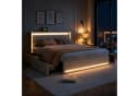 PXloue Polsterbett LED mit Stauraum und Ladeanschluss Beige Bild 2