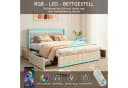 PXloue Polsterbett LED mit Stauraum und Ladeanschluss Beige Bild 5