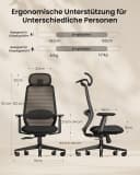 ProtoArc EC200 Bürostuhl Ergonomisch Schwarz mit Lendenstütze Bild 3